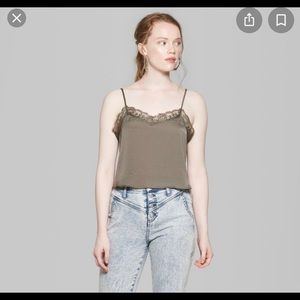 Wild Fable Olive Green Lace Tank Top